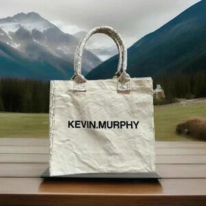 Kevin.Murphy canvas tote bag‎ cream 12.5x14x5 inches